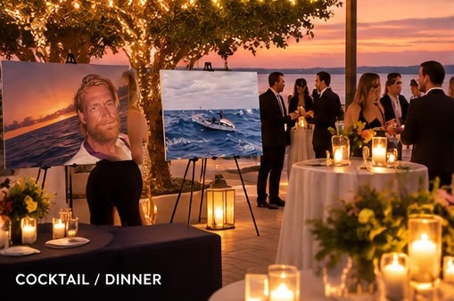 A cocktail dinner setting